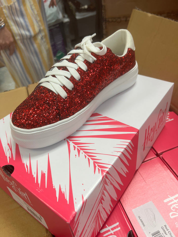 Red chunky glitter hey girls