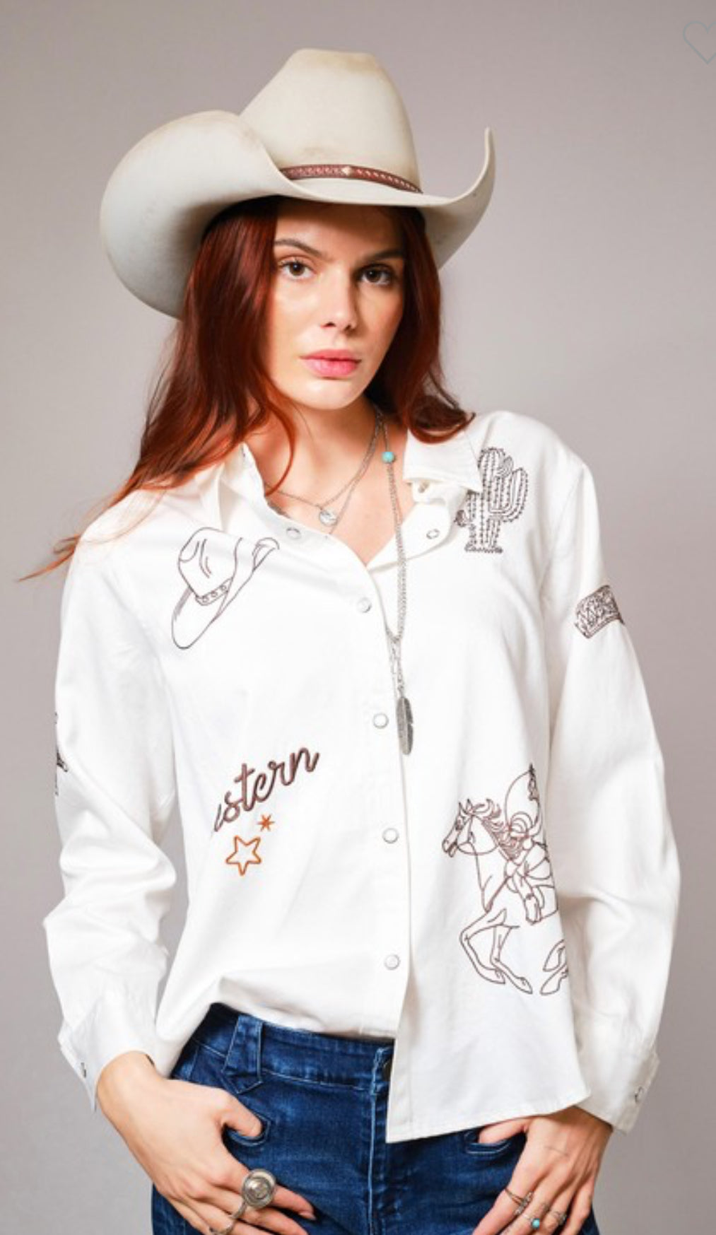 Embroidered Western Motif Shirt