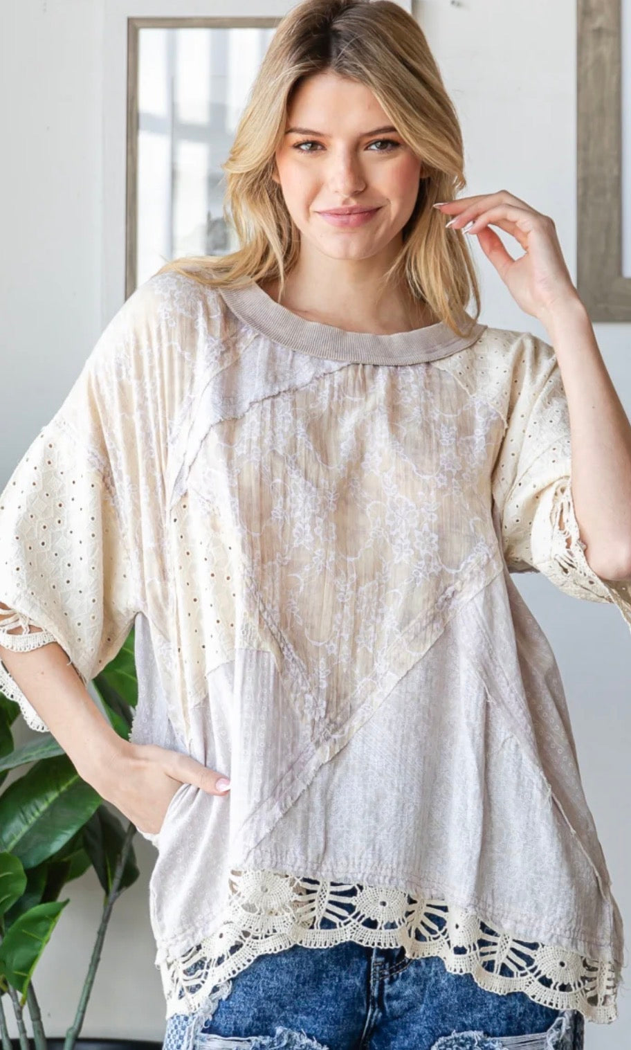 Lavender Mixed Patchwork Top