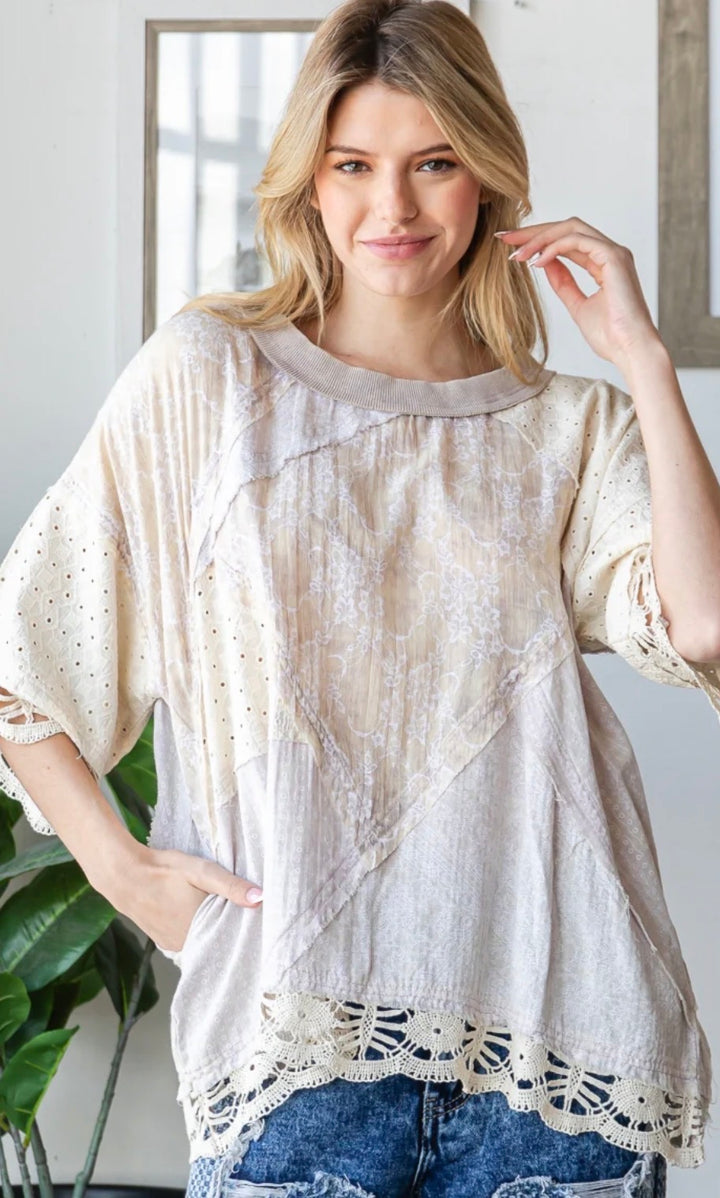Lavender Mixed Patchwork Top