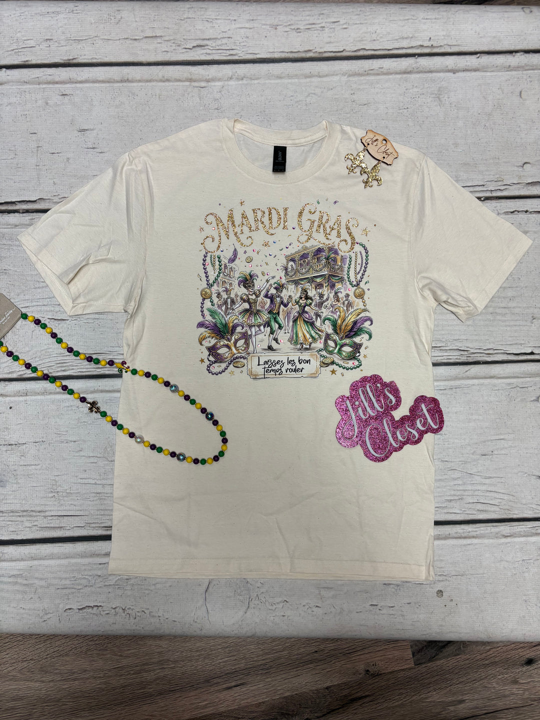 Gold glitter Mardi Gras bling t-shirt