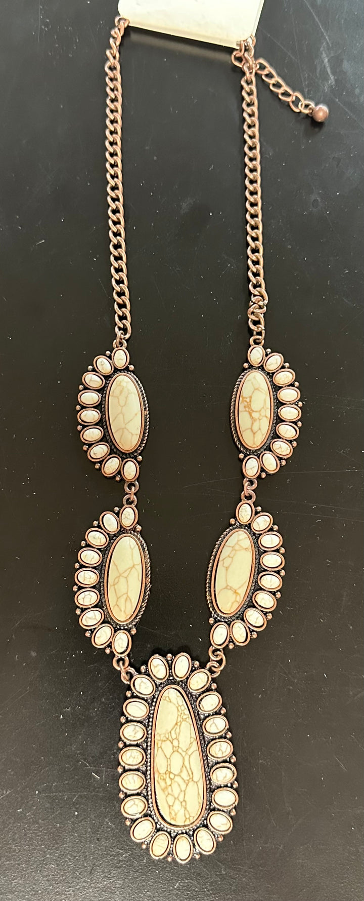 Oval Faux White Buffalo Necklace