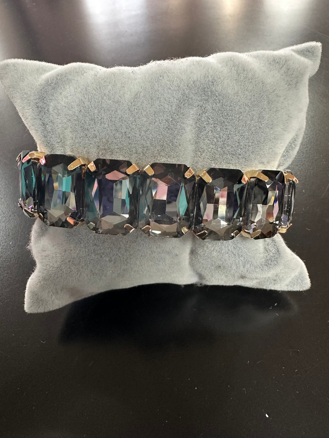 Rectangle Faceted Jeweltone Bracelet