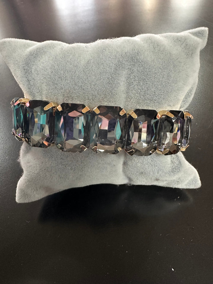 Rectangle Faceted Jeweltone Bracelet