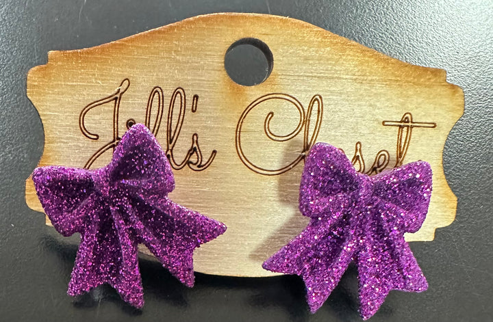 Glitter Bow Stud Earrings.