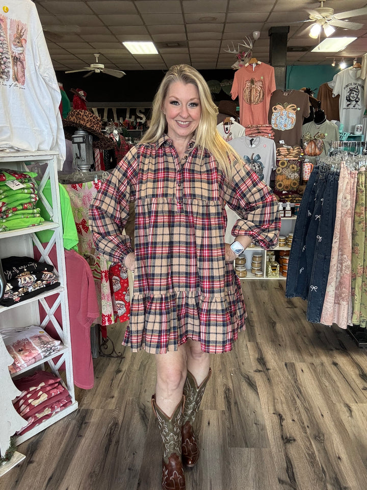 Cozy Flannel Plaid Dress