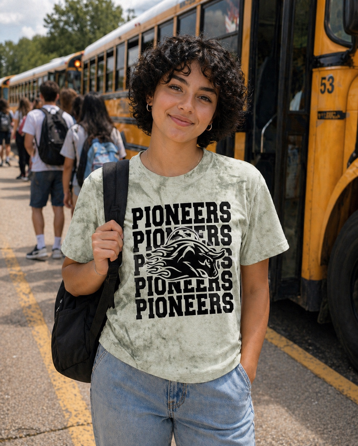 Stacked Pioneers school tee