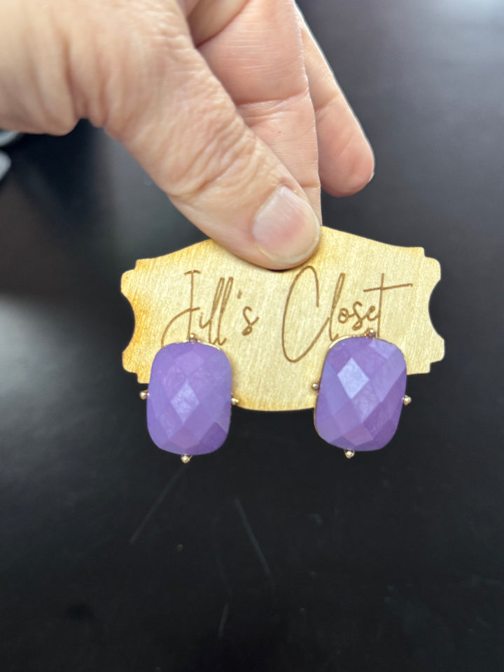 Color Pop Faceted Stone Stud Earrings