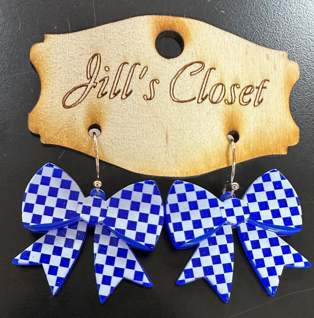 Checkered Bow Earrings