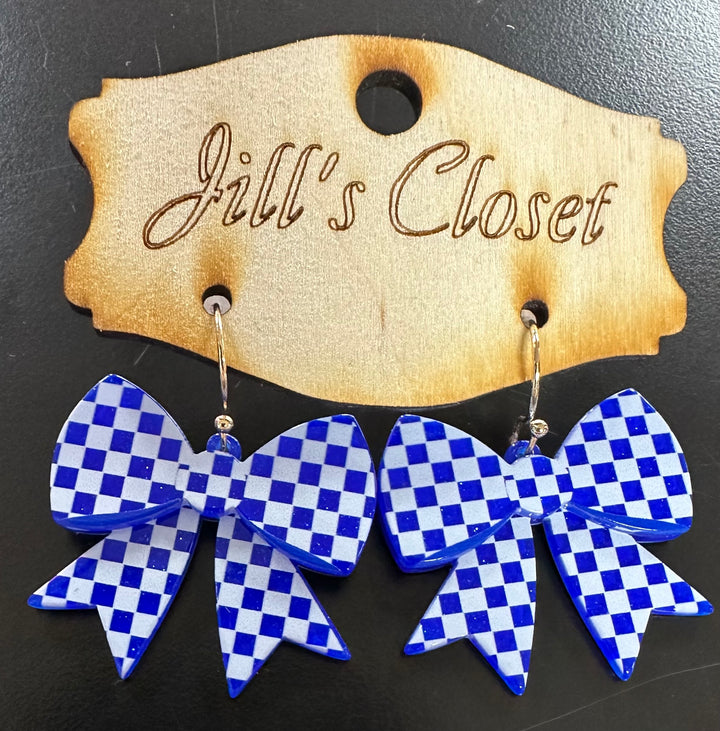 Checkered Bow Earrings