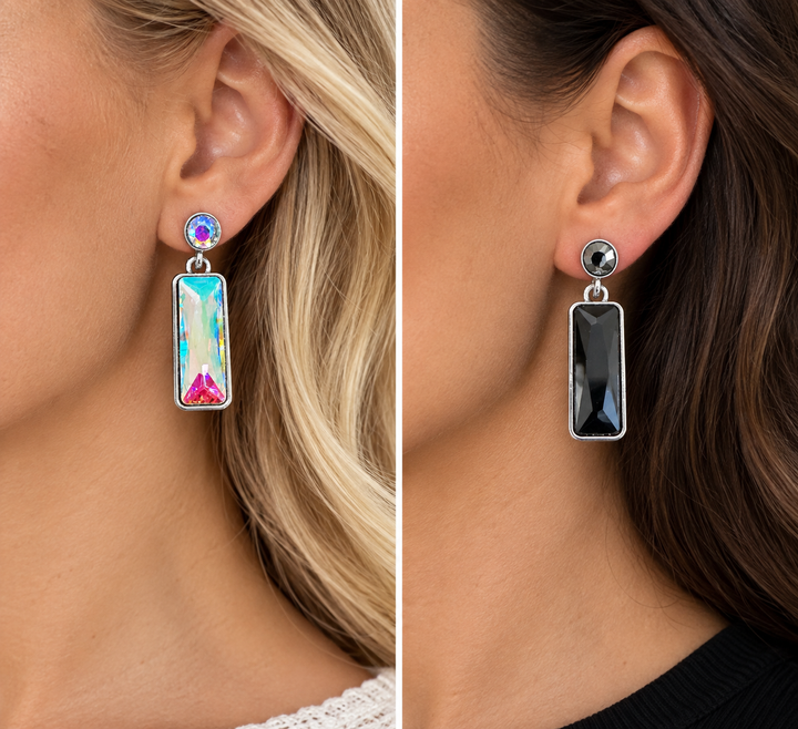 Long Rectangular Stud Earrings