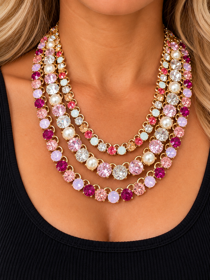 Triple Stand Bling Necklace