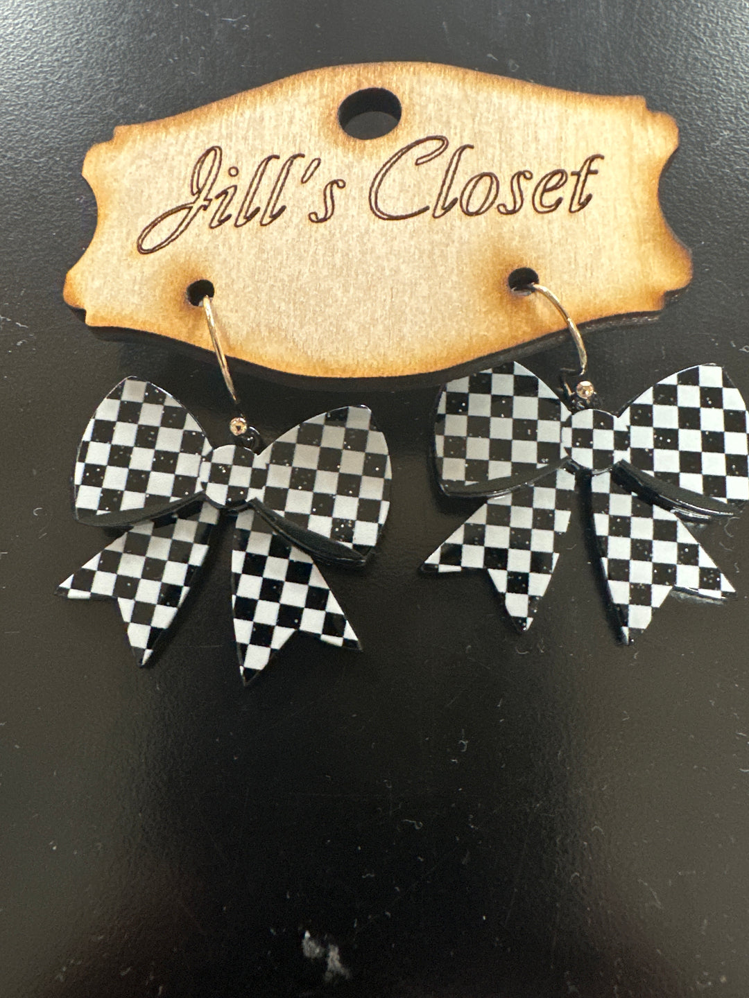 Checkered Bow Earrings