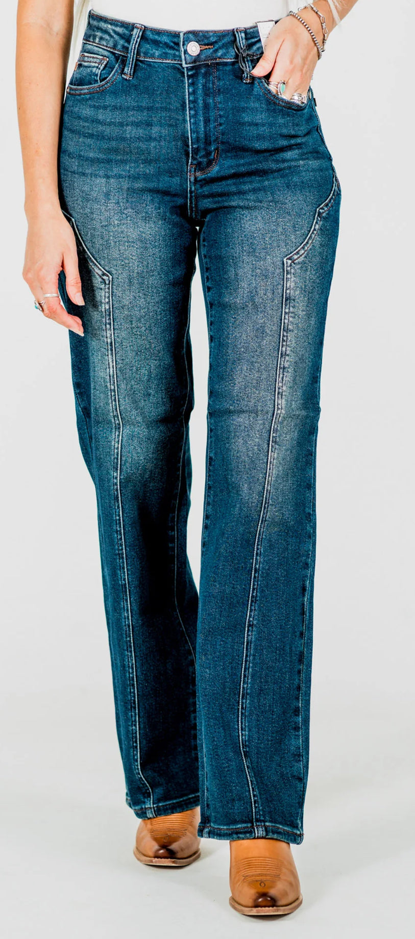 Judy Blue MR Straight Leg Western Jean