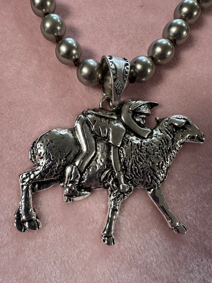 Knotted Silver Bead Pendant Necklace