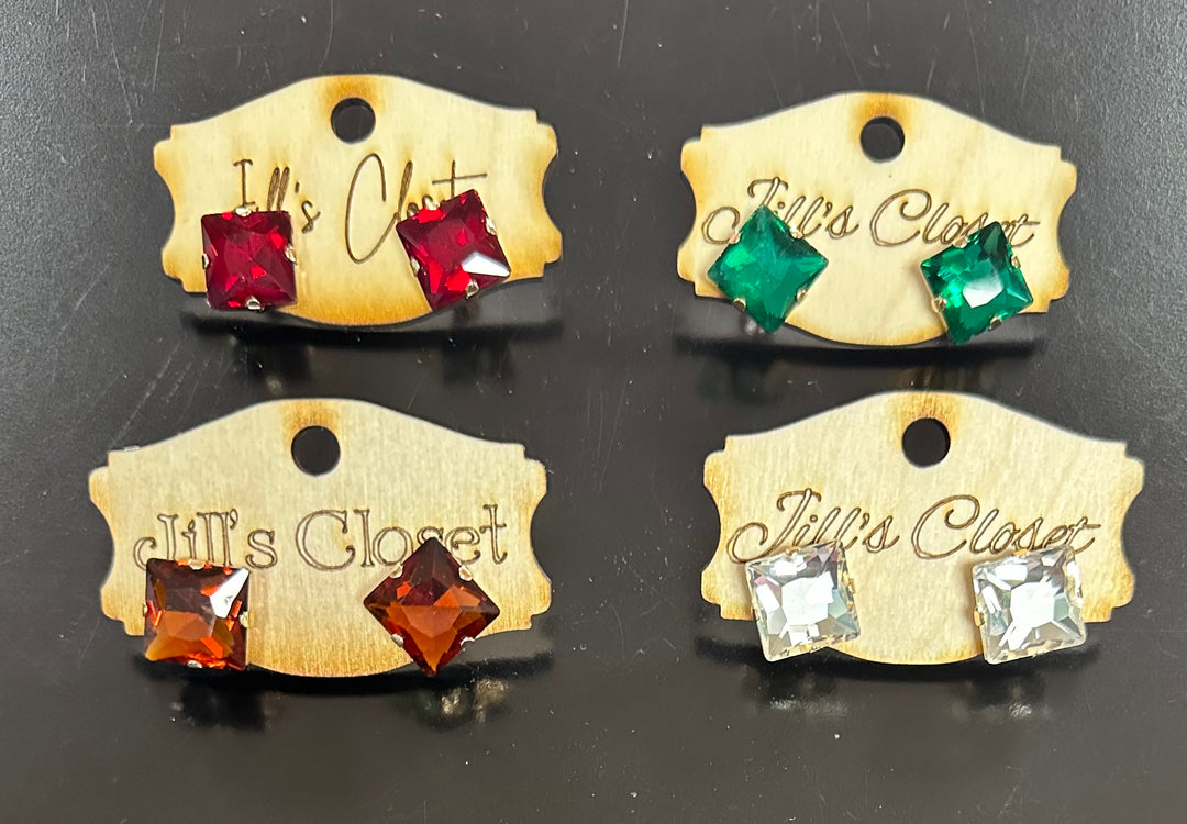 Square Bling Stud Earrings
