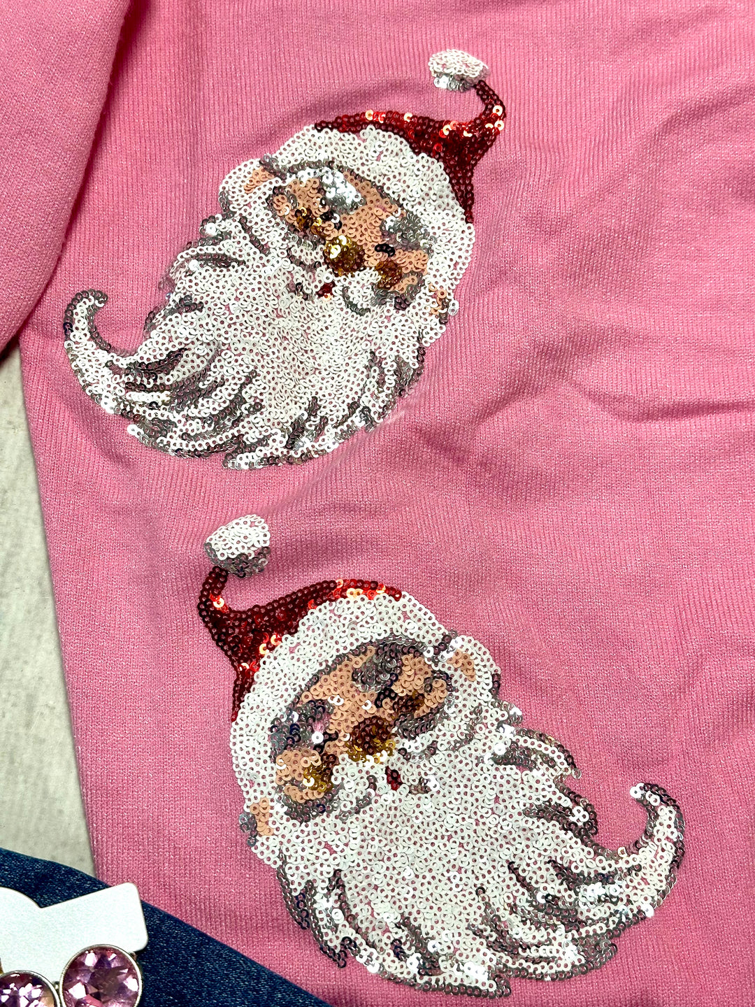 Pink Sequin Santa Cardigan