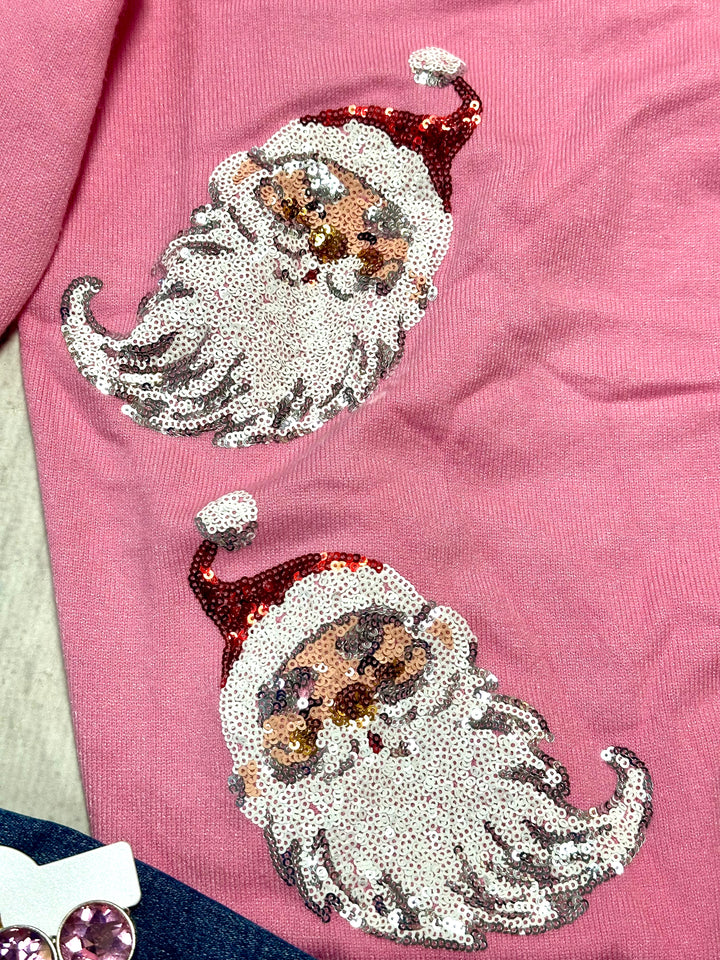 Pink Sequin Santa Cardigan