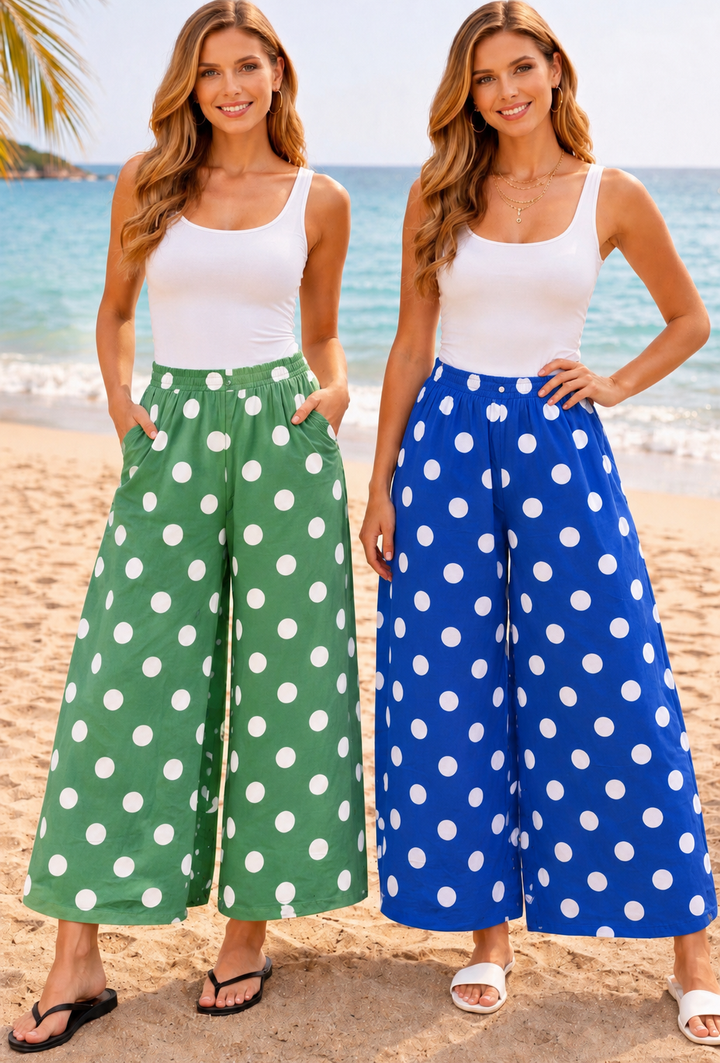 Pull-on Polkadot Knit Pants