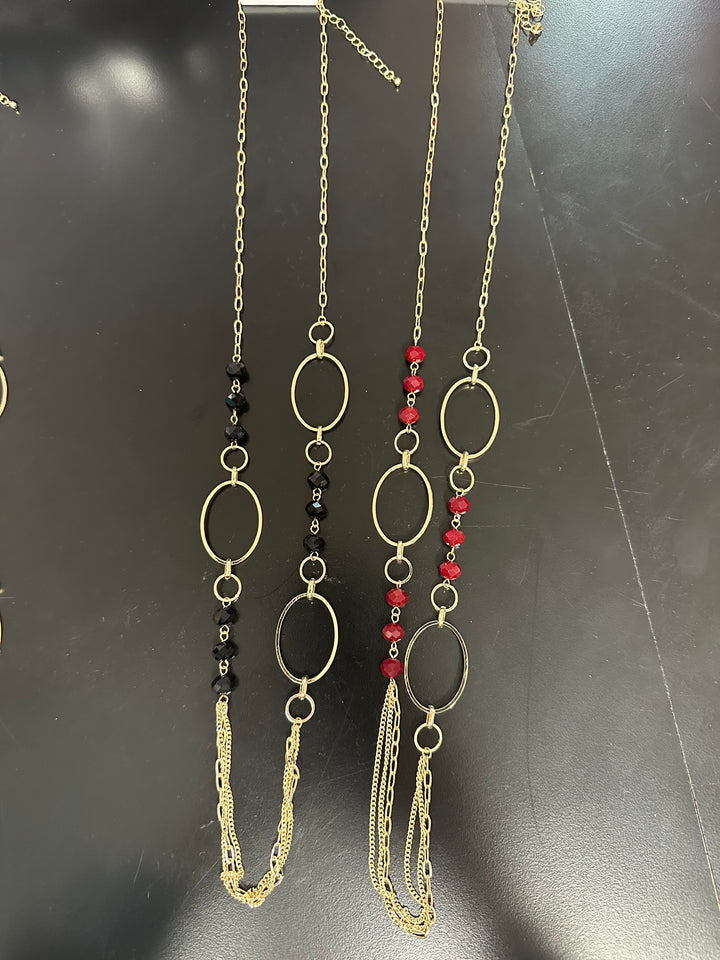 Oval Chain Beaded Necklace