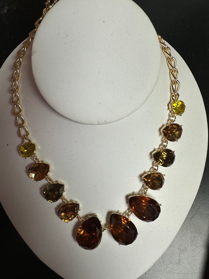 Teardrop Faceted Stone Necklace