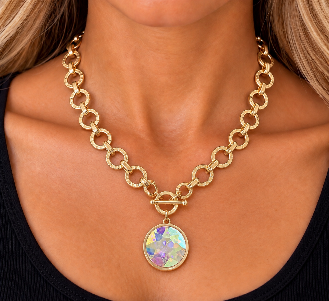 Grace’s Crystal Pendant Toggle Necklace
