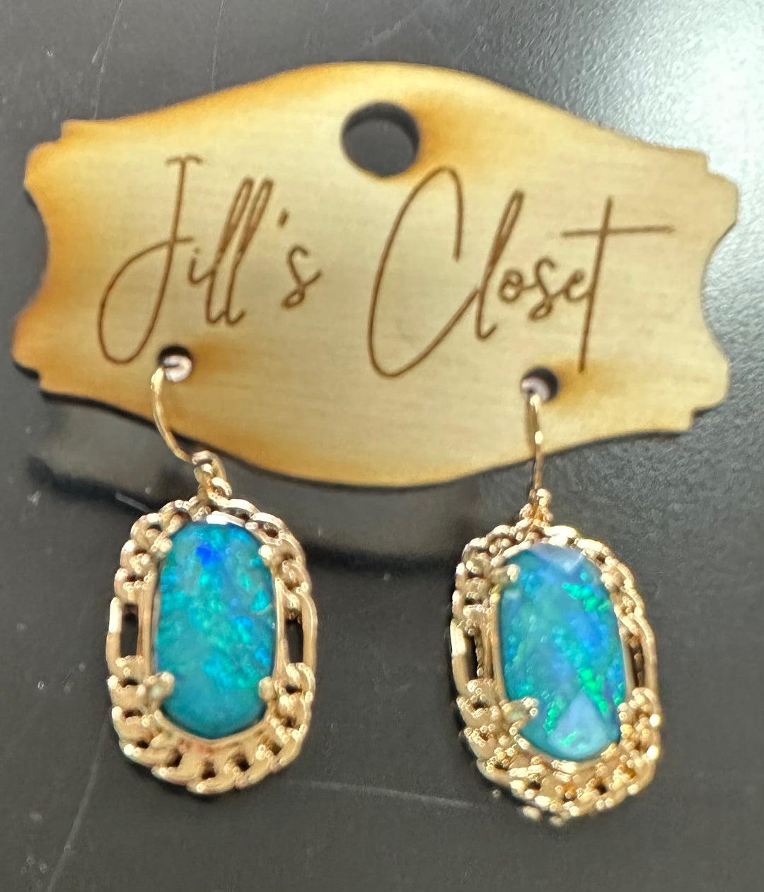 Iridescent Golden Fishhook Earrings