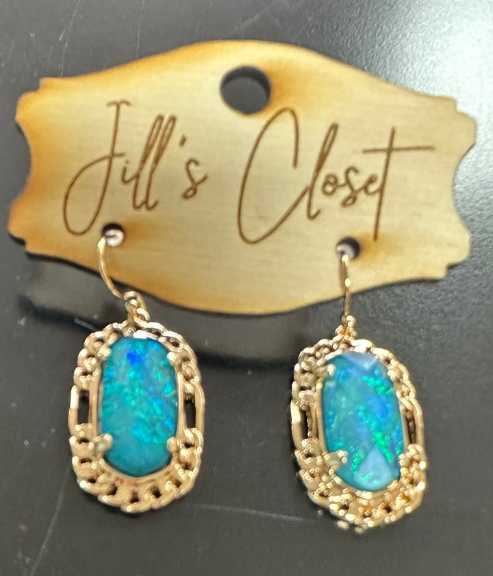 Iridescent Golden Fishhook Earrings