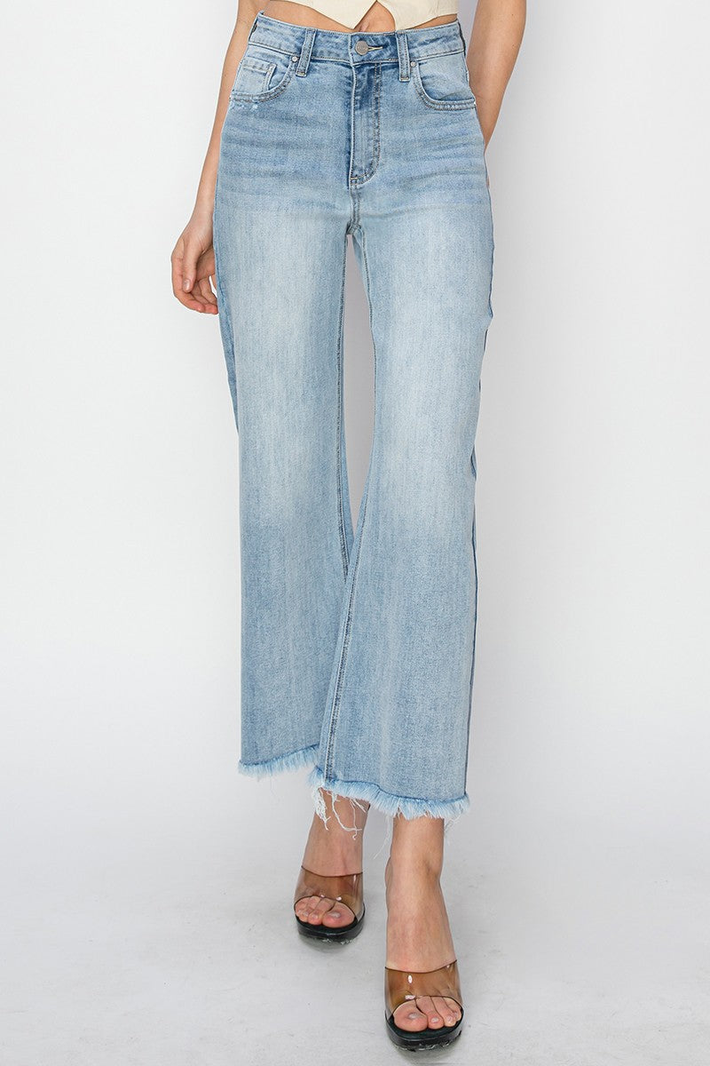 Risen High Waist  Wide Leg  crop jean