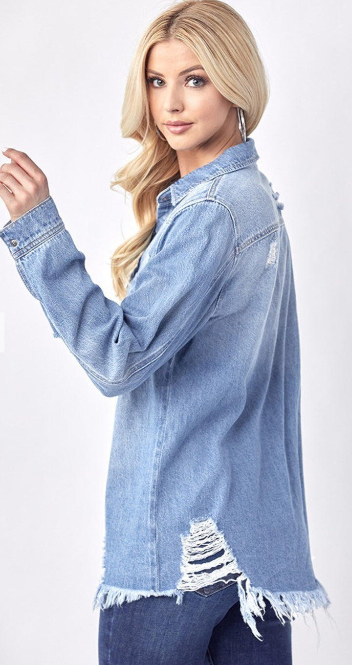 Worked Out Denim Shirt