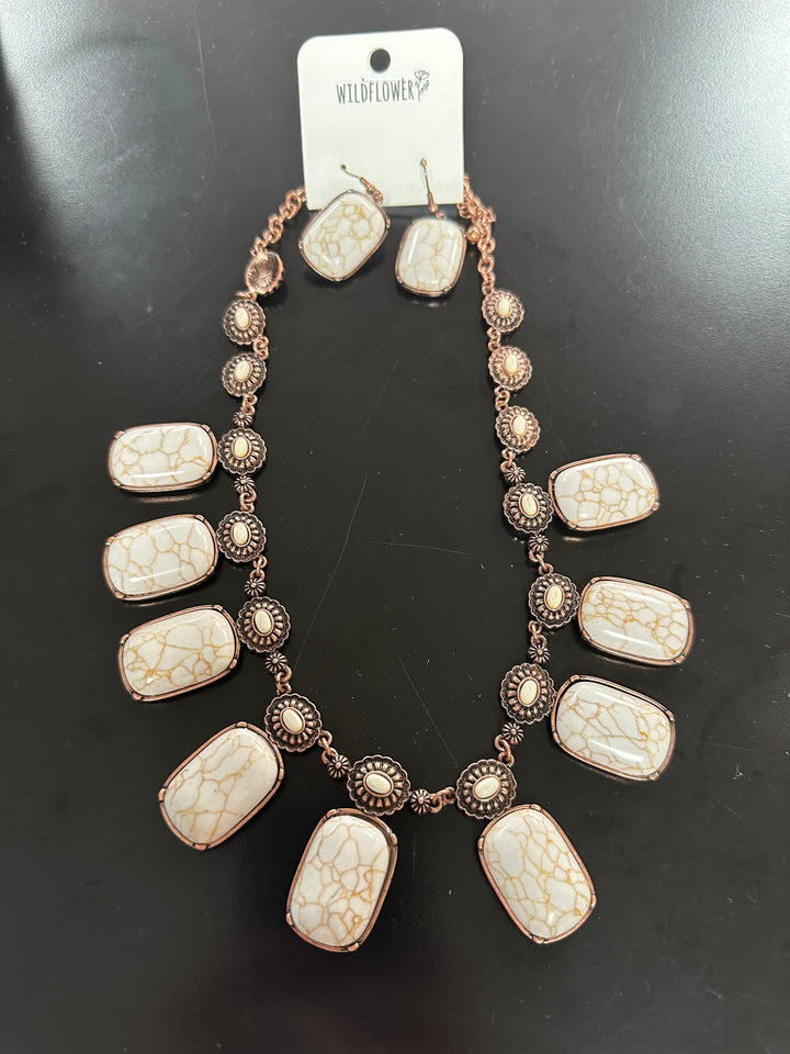 Copper & White Buffalo Necklace Set