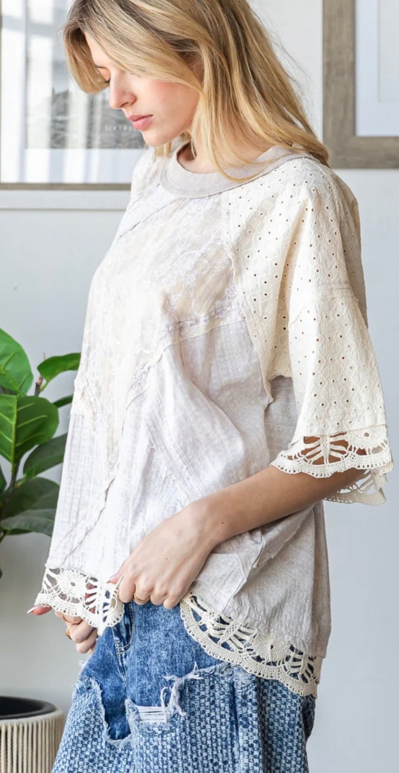 Lavender Mixed Patchwork Top