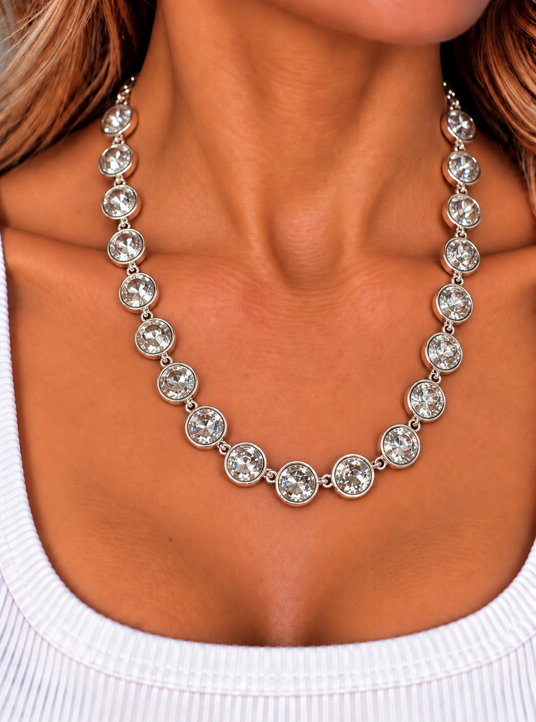 Jennifer’s Rd Faceted Stone Necklace
