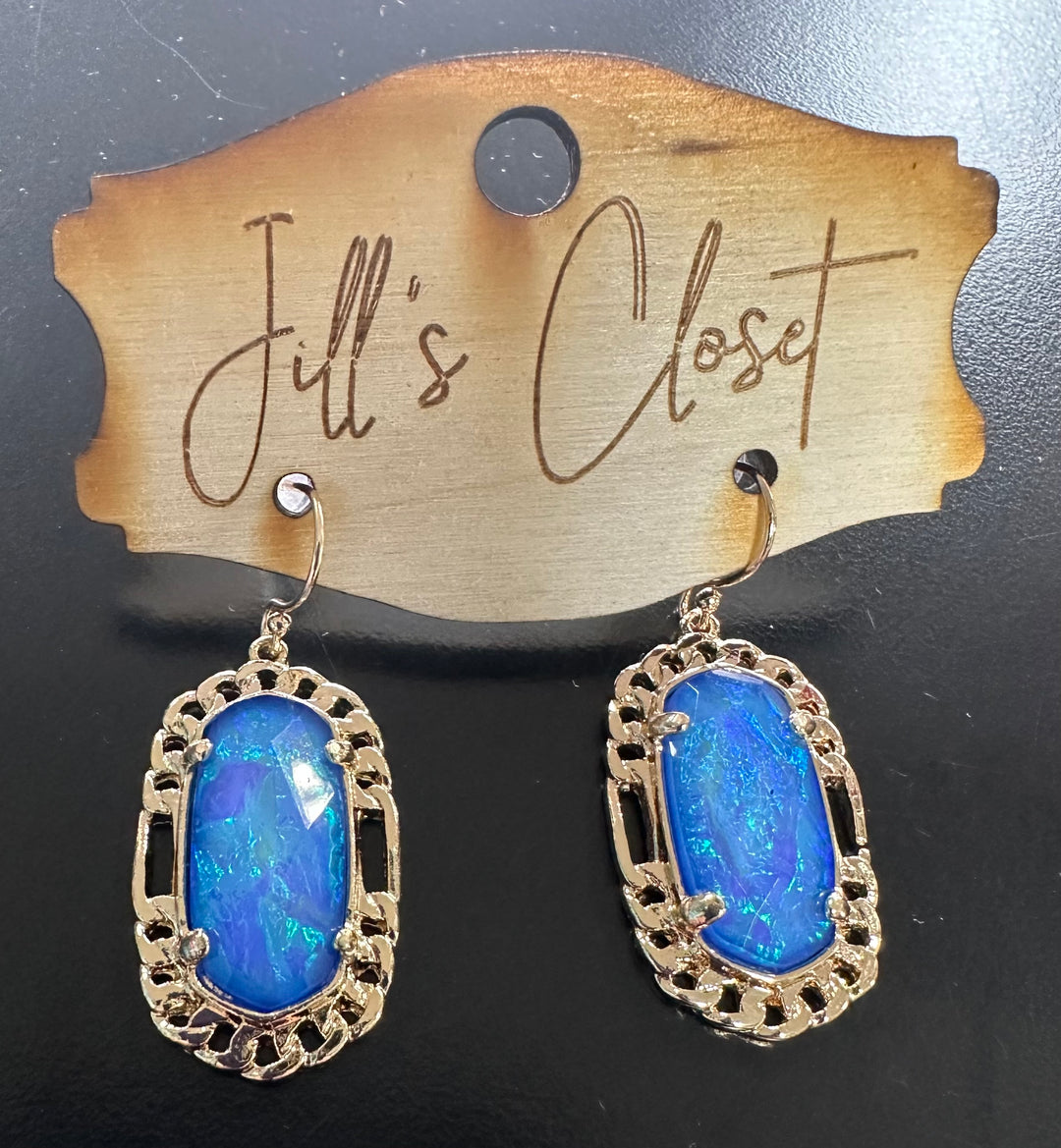 Iridescent Golden Fishhook Earrings