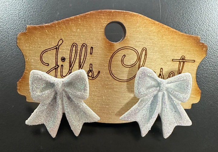 Glitter Bow Stud Earrings.