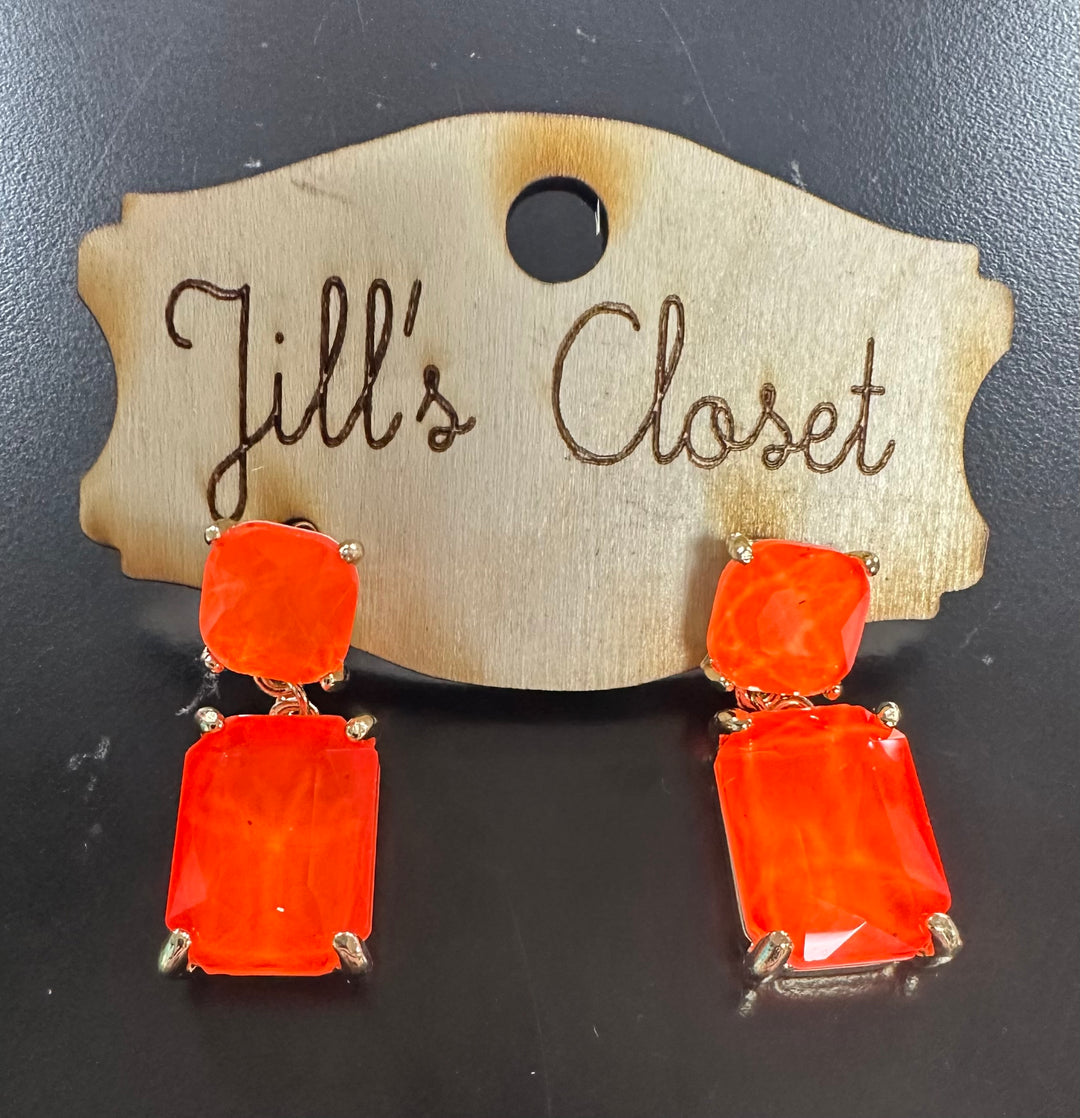 Sherbet Faceted Stone Earrings