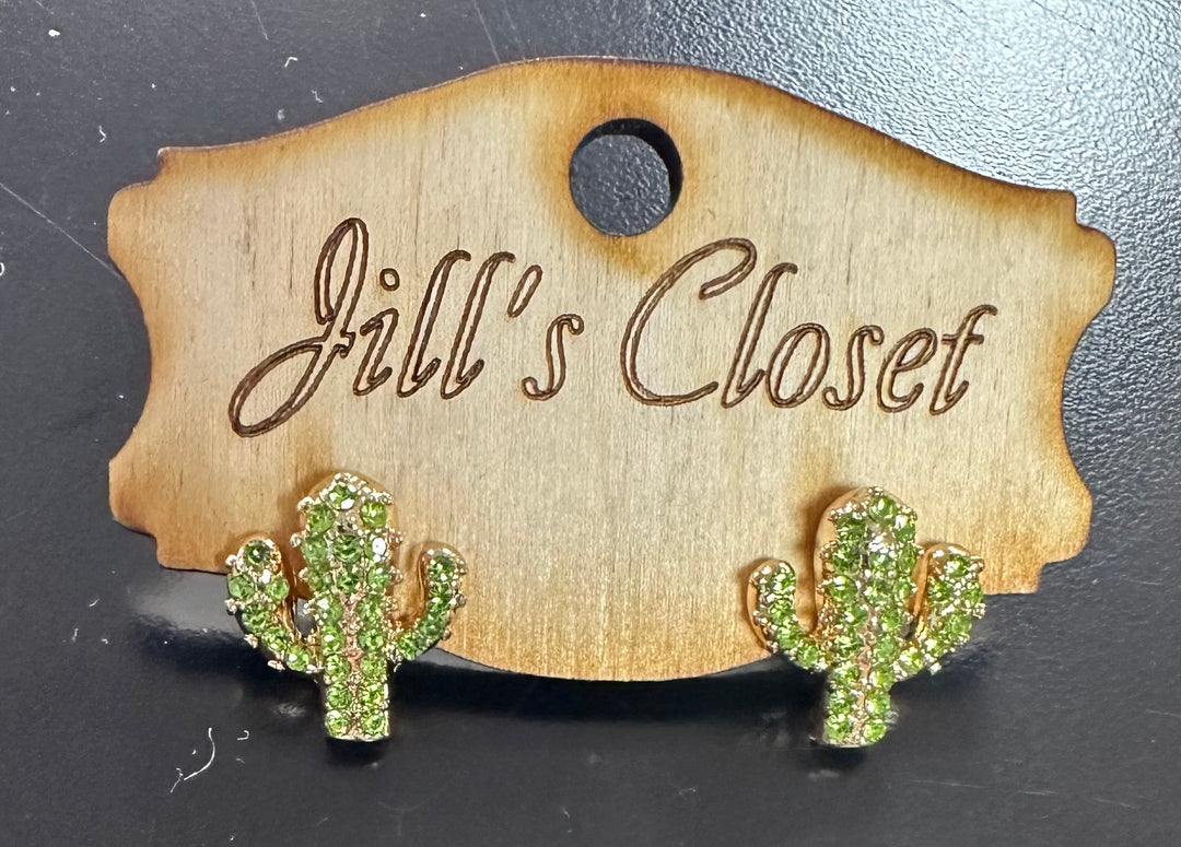 Bling Cactus Stud Earrings