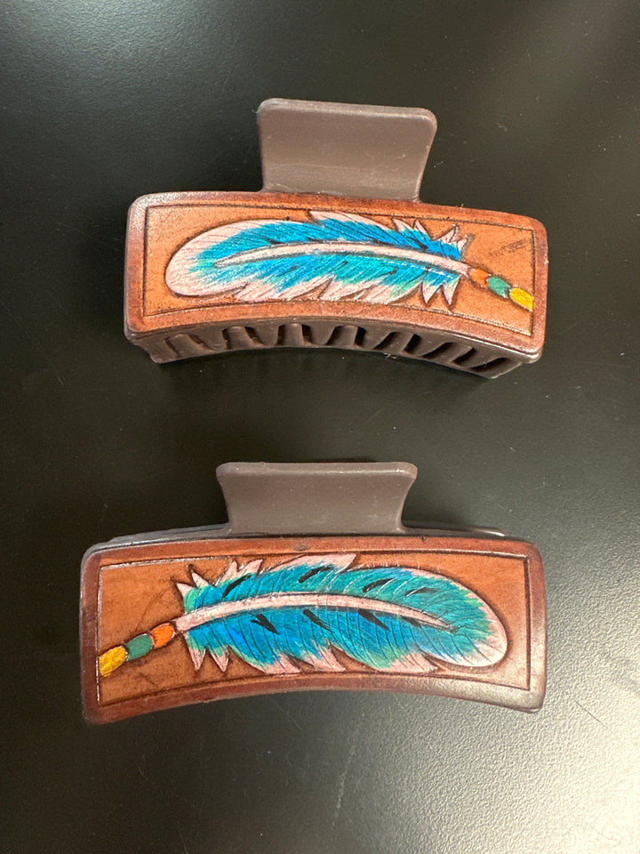 Leather hair clips