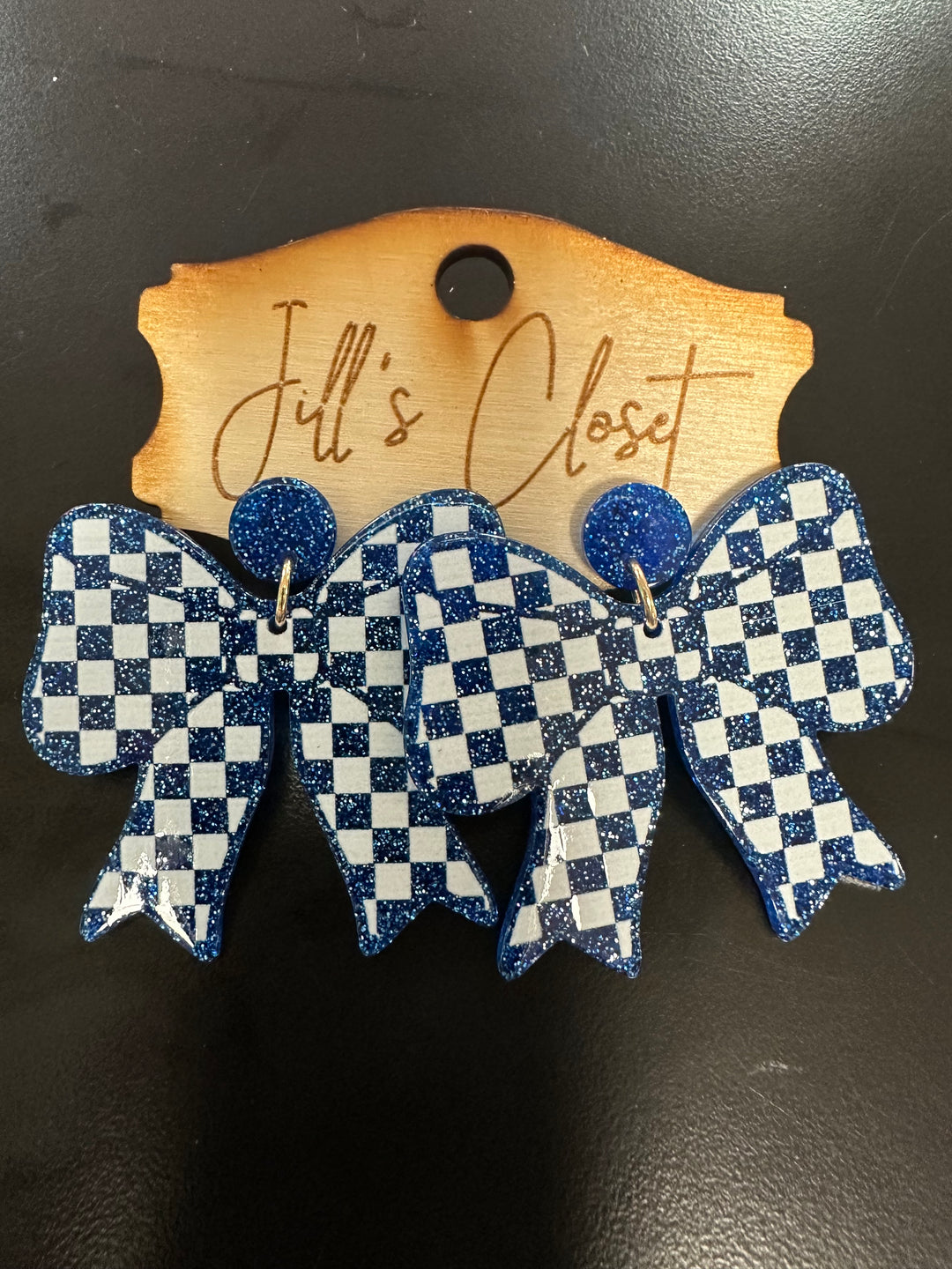 Checkered Bow Earrings