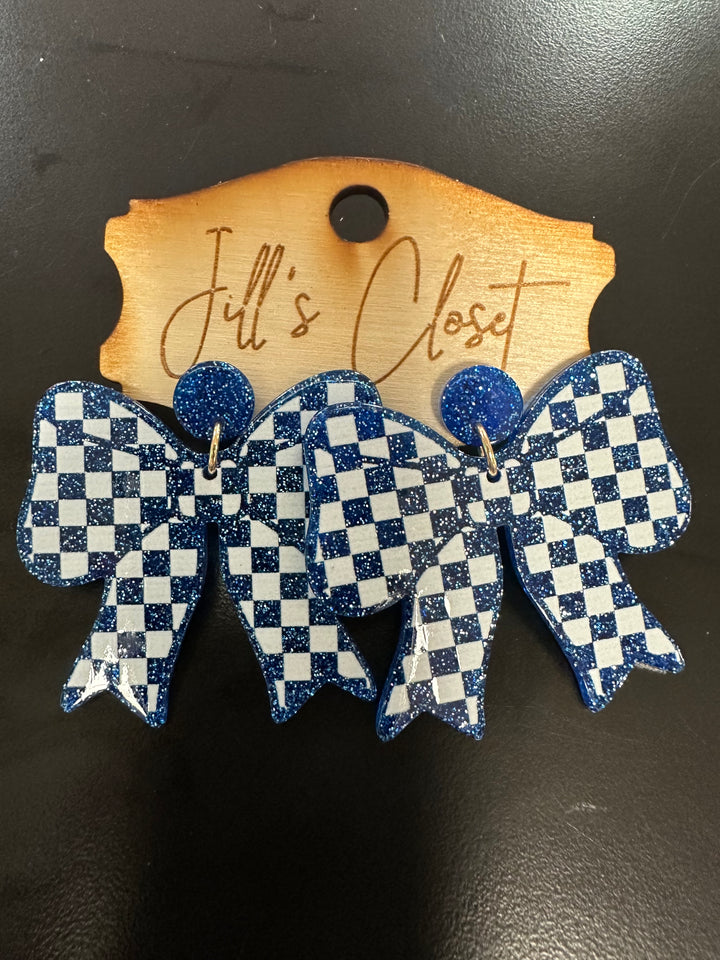 Checkered Bow Earrings