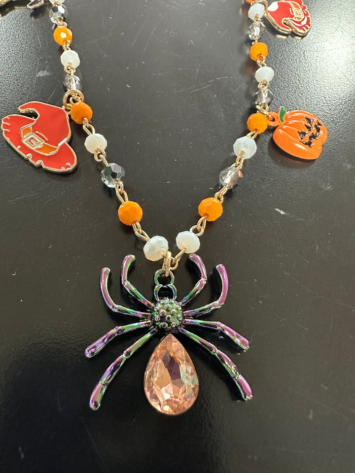Spider Halloween Charm Necklace
