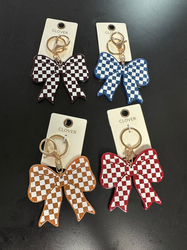 Checkered Bow Key Chains
