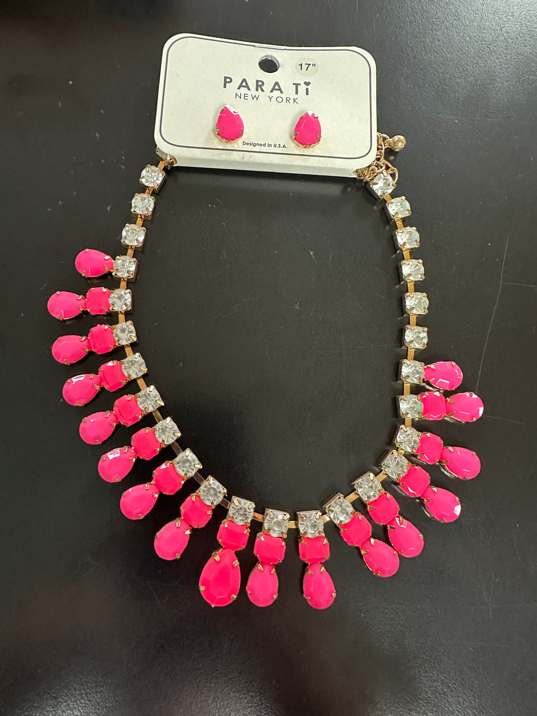 Bling Faceted Stones Necklace & Earrings Set