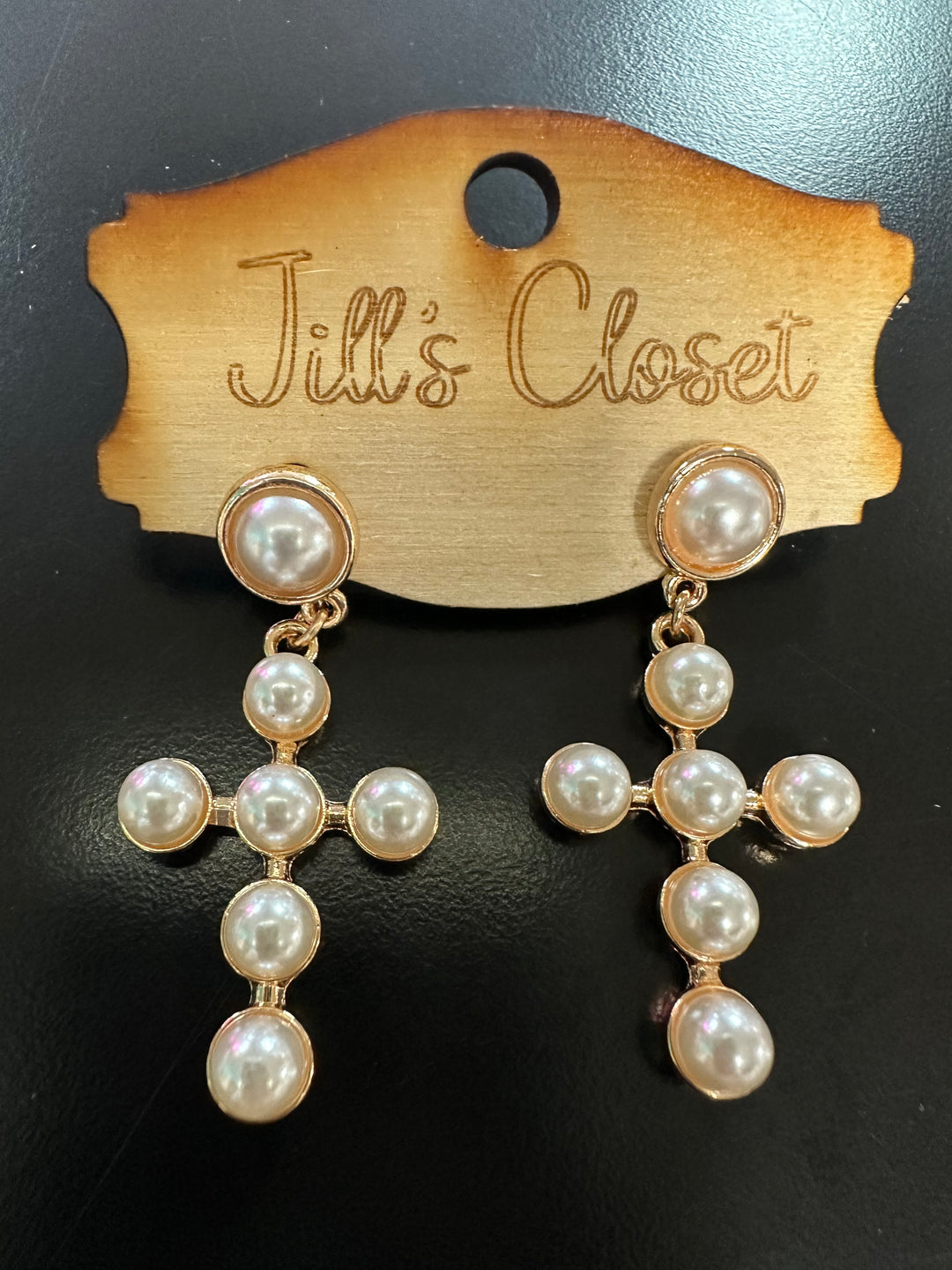 Pearl Cross Earrings