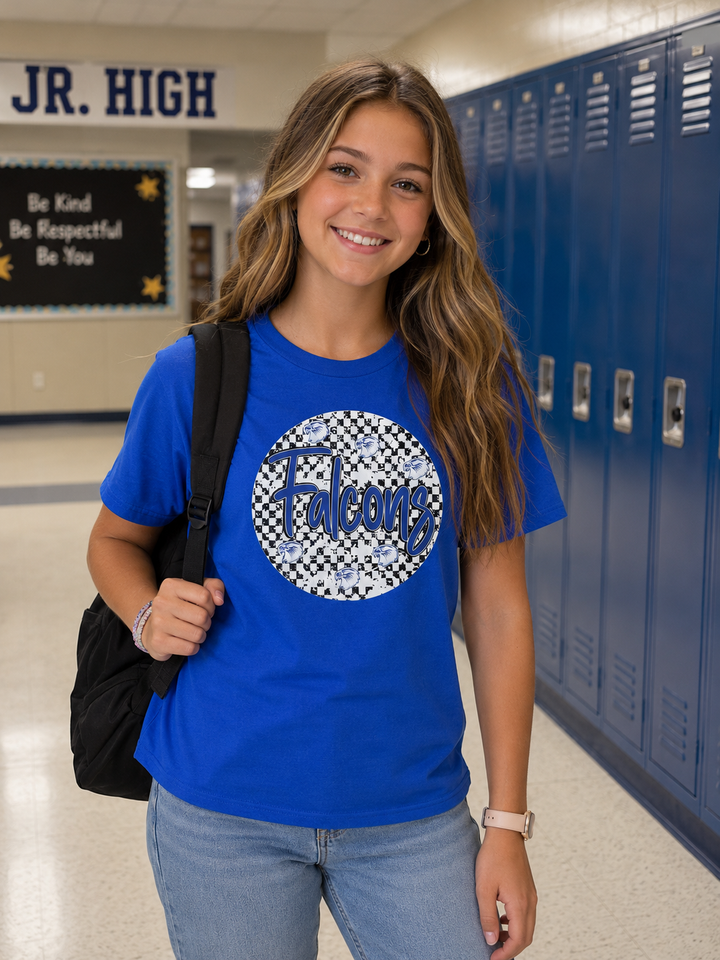 Falcons Circle Checked School Spirit T-Shirt