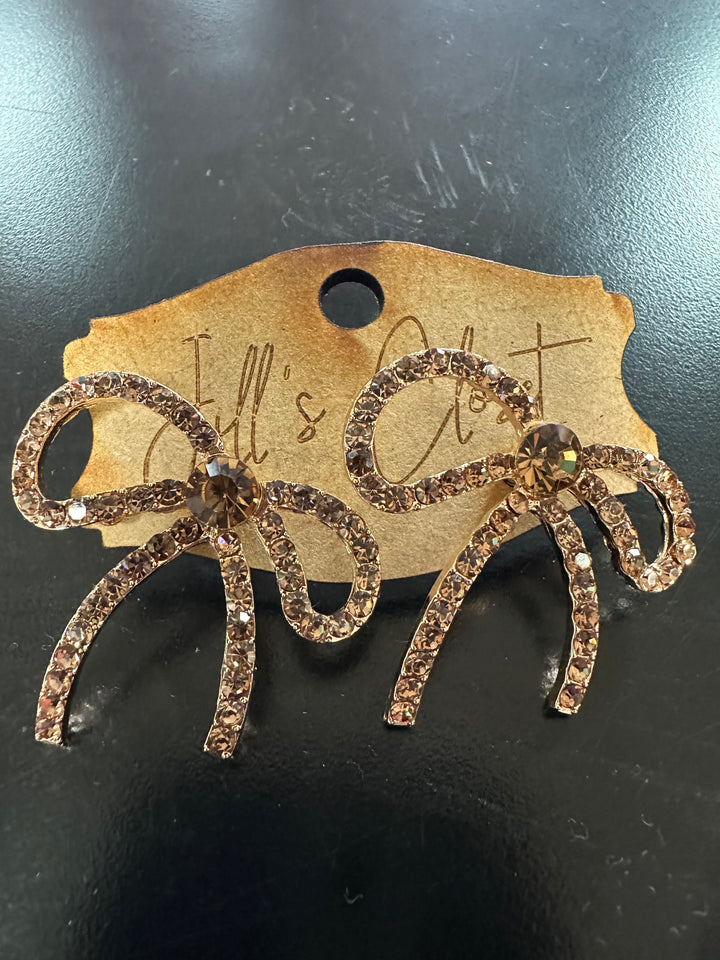 Rhinestone Bow Earrings