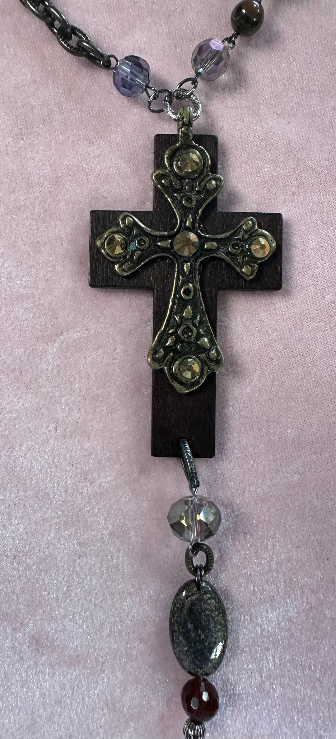 Long Wooden Cross Necklace