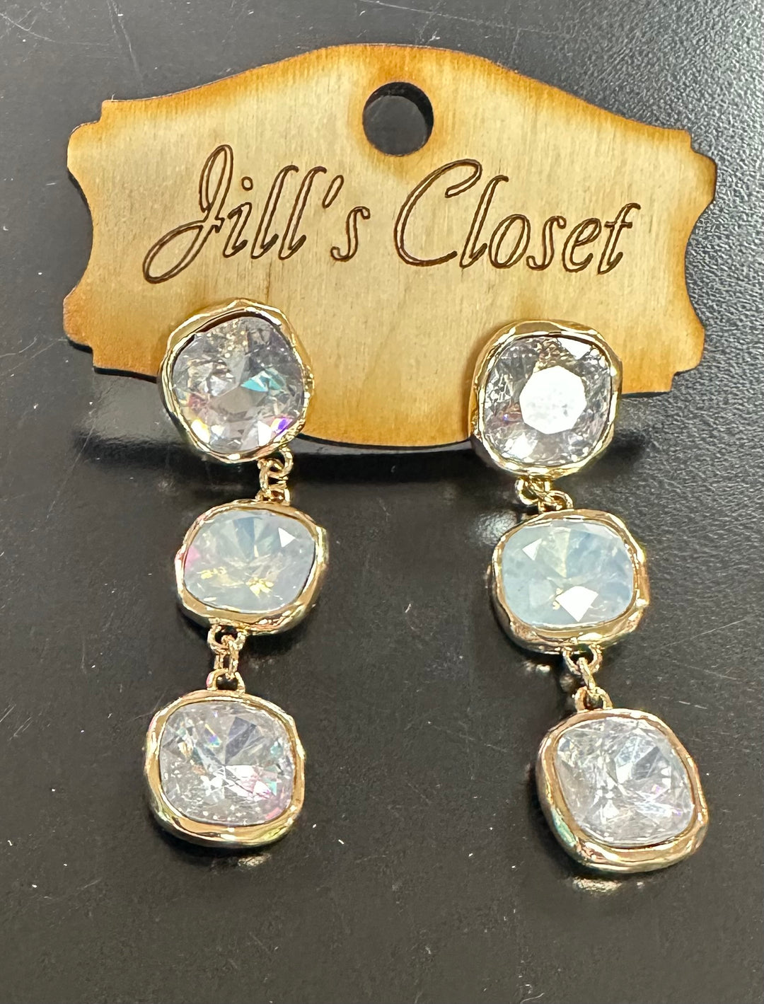 Triple Drop Rhinestone Stud Earrings
