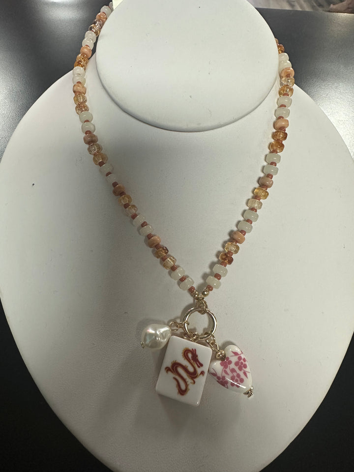 Mahjong Tile Charm Necklace