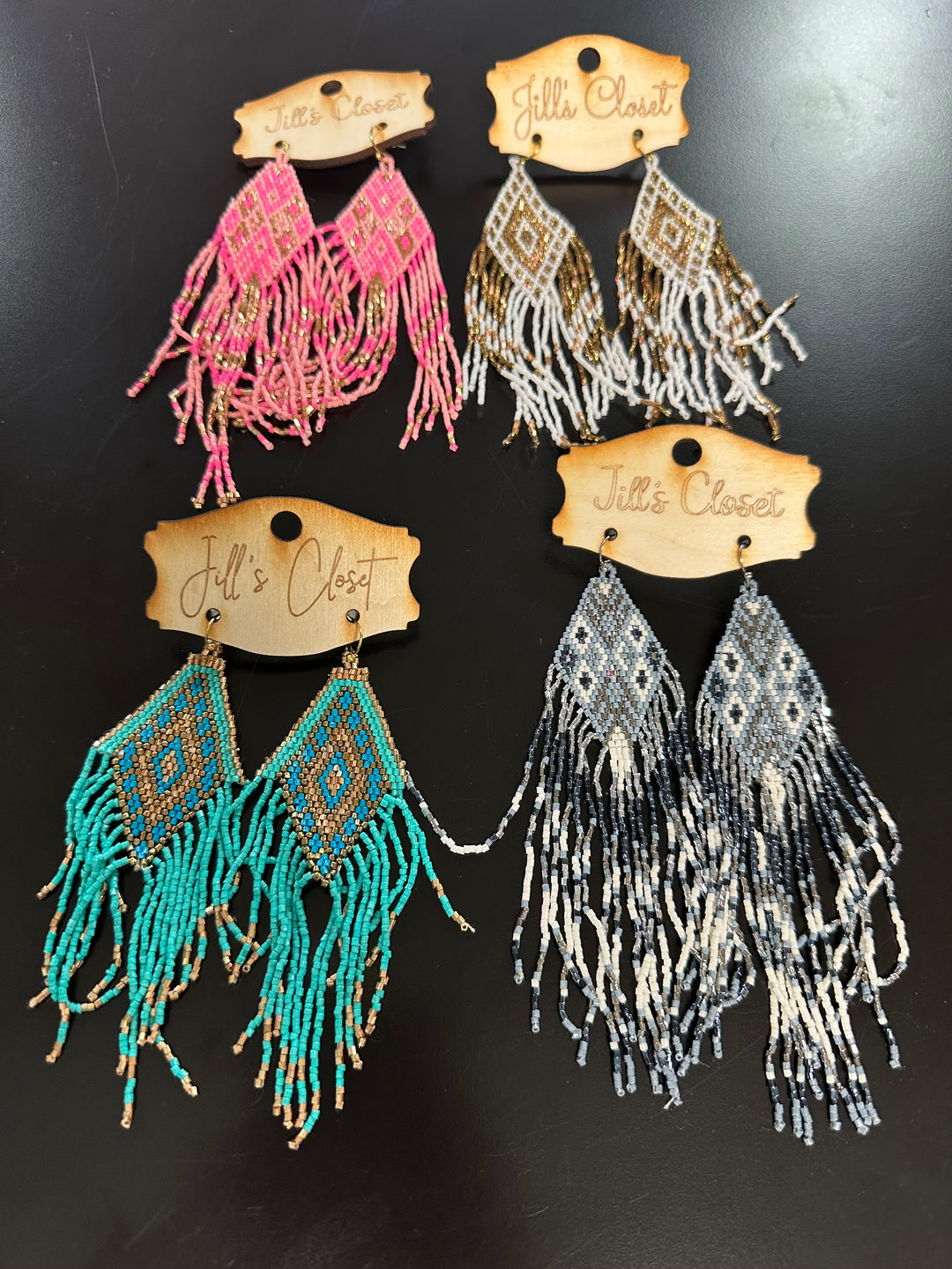 Seed Bead Tassel Earrings
